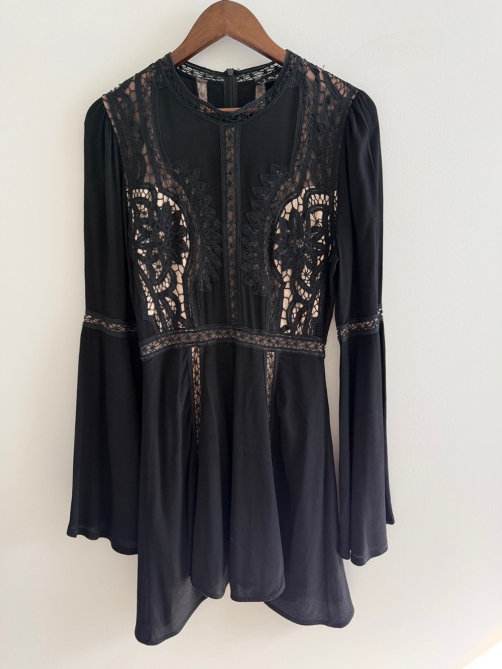 For Love & Lemons Black Lace Romantic Sheer Mini Dress Size M